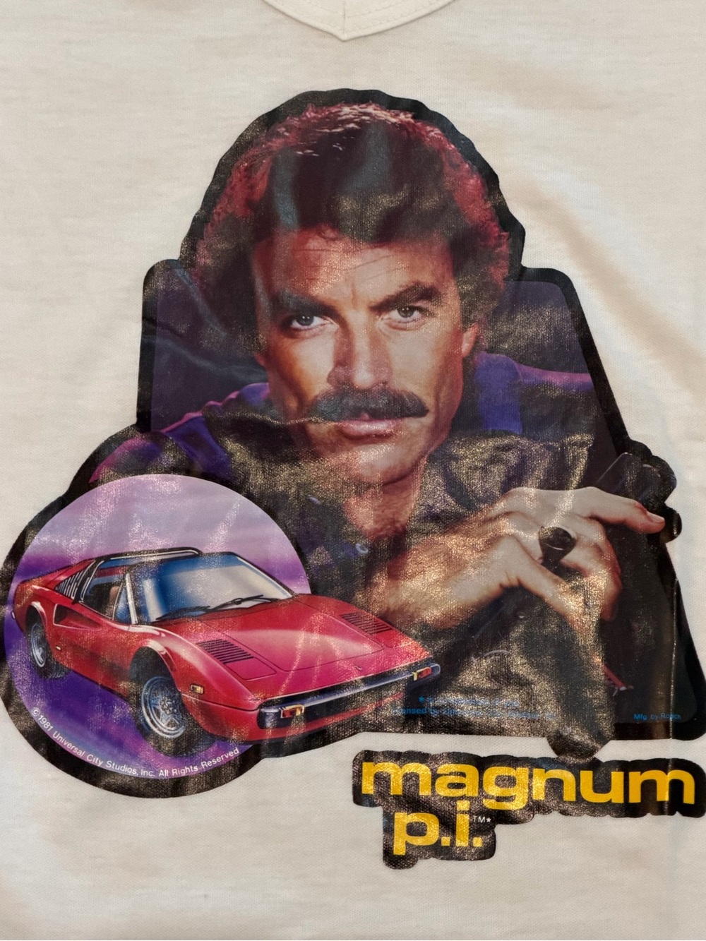 Vintage Magnum P.I. Tom Selleck Ferrari Graphic Tee Made in USA Size Large - Picture 2 of 8